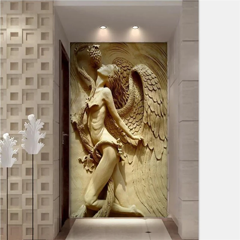 beibehang Wallpaper custom living room bedroom 3D three-dimensional relief beautiful angel porch background wall decoration beibehang Wallpaper custom living room bedroom 3D three-dimensional relief beautiful angel porch background wall decoration