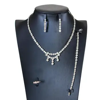 

LAN PALACE new crown 3A cubic zirconia Necklace/Earrings/Ring/Bracelet 4PCS jewellery sets for wedding party free shipping