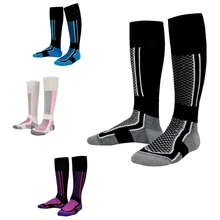 Мужские и женские зимние спортивные уличные теплые хлопковые носки, поддерживающие эластичные длинные носки для катания на лыжах, сноуборде, футбола высокого качества