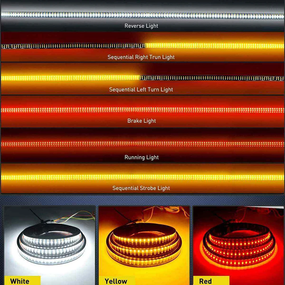 3 цвета 49-60 дюймов Тройной Ряд светодиодный световая балка на задний борт сигнал поворота светло-желтый; тормоз ходовой дневной свет