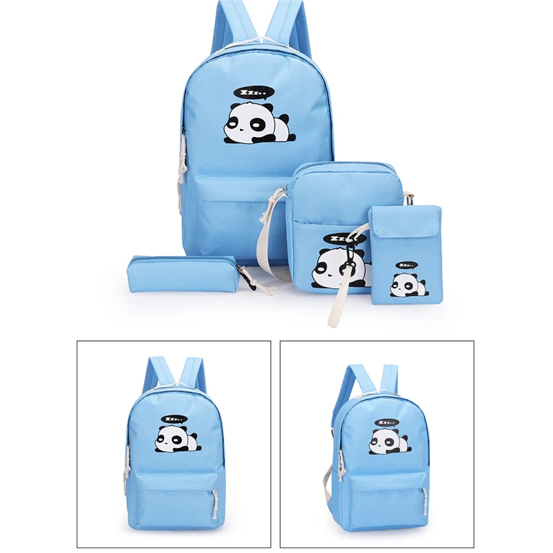 Best 2019 Newest Backpack 4pcs Set Women Cute Panda Print Backpacks Girls Mochila Feminine Large Capacity Canvas Shoulder Schoolbags