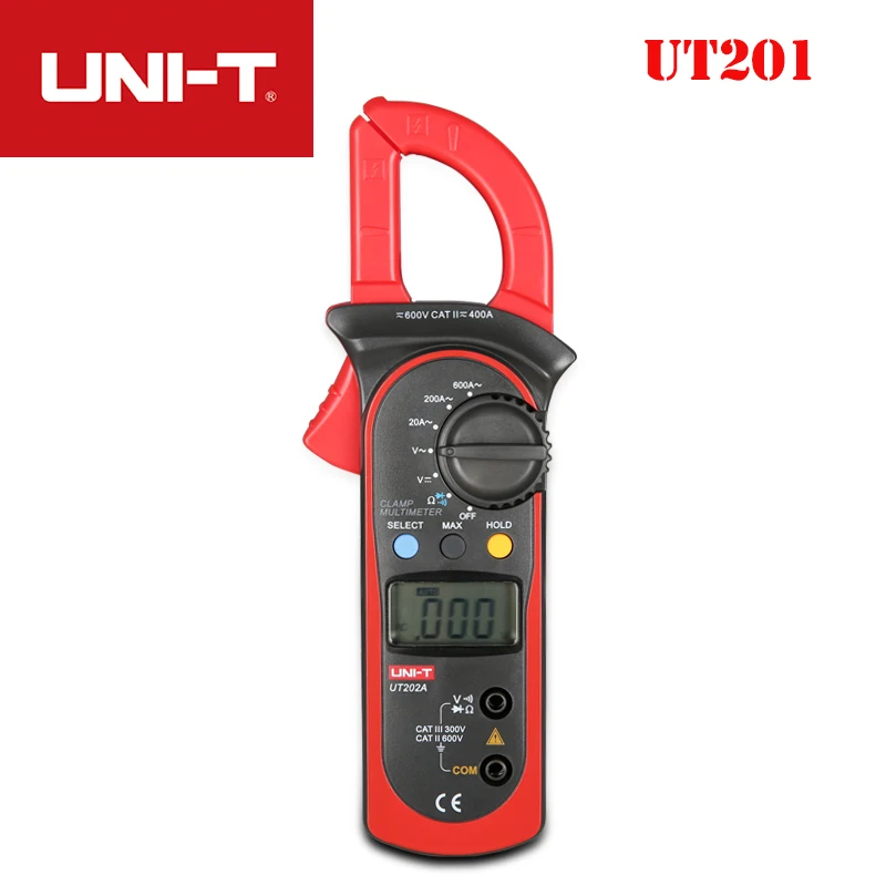 

UNI-T UT201 UT202 UT202A Digital Volt Amp Ohm Diode Clamp Multimeter DC Voltmeter AC Current Meter Resistance Multi Tester Probe