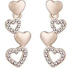 Подарок на день Святого Валентина, модное украшение с двойным сердцем-серьги-гвоздики в форме сережек, ювелирное изделие, без никеля, женские серьги