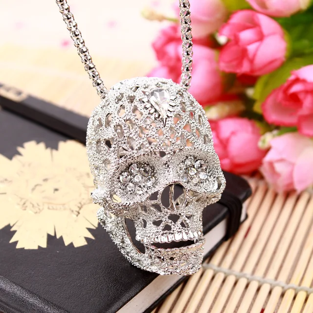 Hollow CZ Skull Necklace
