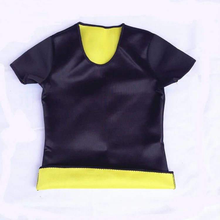 Горячие формы женский с коротким рукавом костюм для бодибилдинга Спортивная одежда для йоги бега футболка стрейч неопрена футболка бандаж для похудения - Цвет: Черный