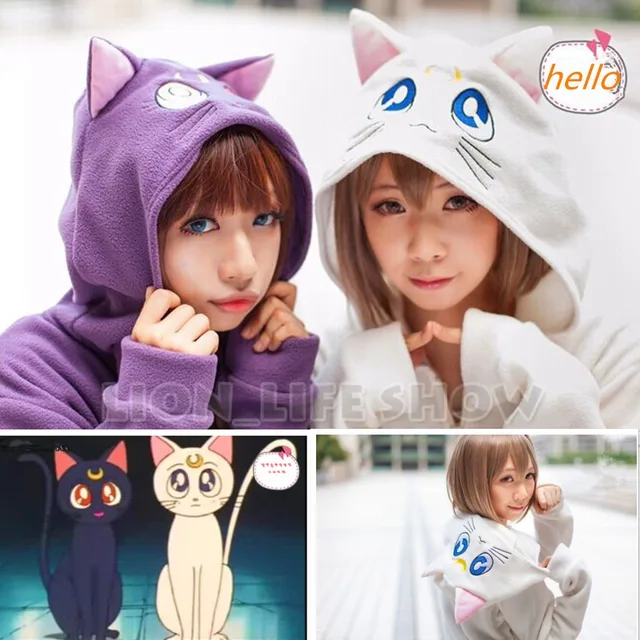 Sailor Moon luna Cats Cosplay Costume Luna Zip Hoody Hoodies Coat