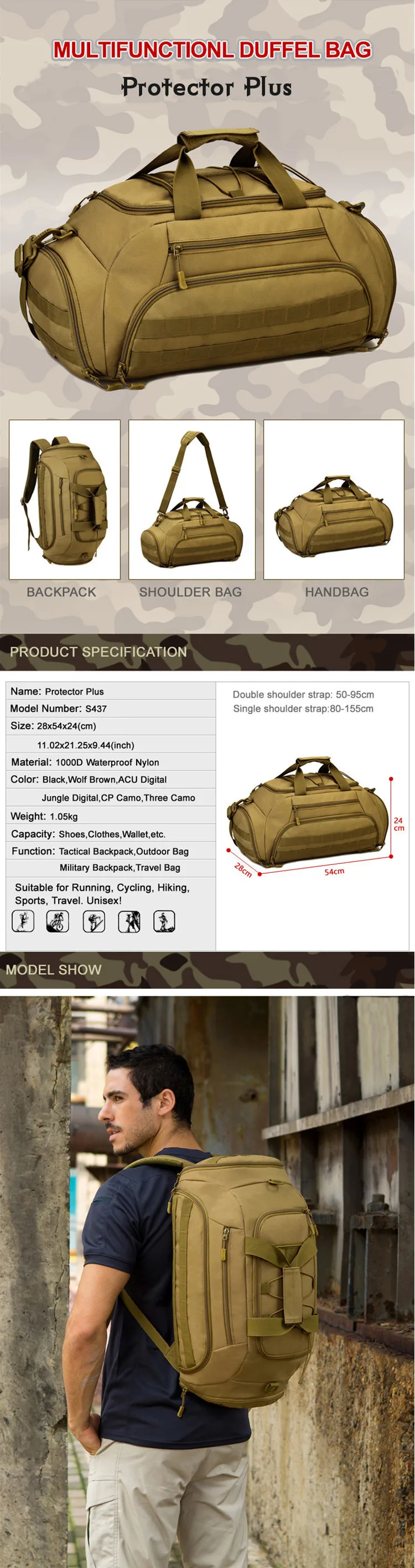 35L Military Backpack Rucksack Tactics Molle Army Bags Nylon Waterproof 14 Inch laptop Package Camera Bag Men Travel Bag