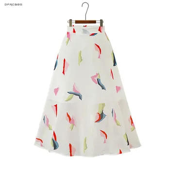 

Bohemian Style Beach Chiffon Skirt Woman Summer 2019 Casual Elastic Waist Print Ladies A-Linen Skirts Femme Saia Midi
