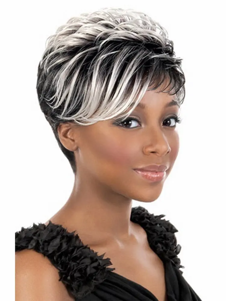 2016 Nuevo Reloj Con Estilo Destacados Pelo Blanco Peluca Negro Afroamericano Corto Rizado Pelucas Para Las Mujeres Negras Wigs For Blacks Short Curly Wigblack Wig Aliexpress