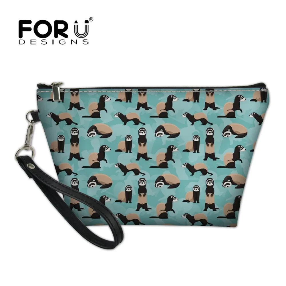 

FORUDESIGNS Cheeky Ferrets Printing Women Cosmetic Bags Ladies Makeup Pouch Neceser Toiletry Organizer Beauty Cases with Zipper