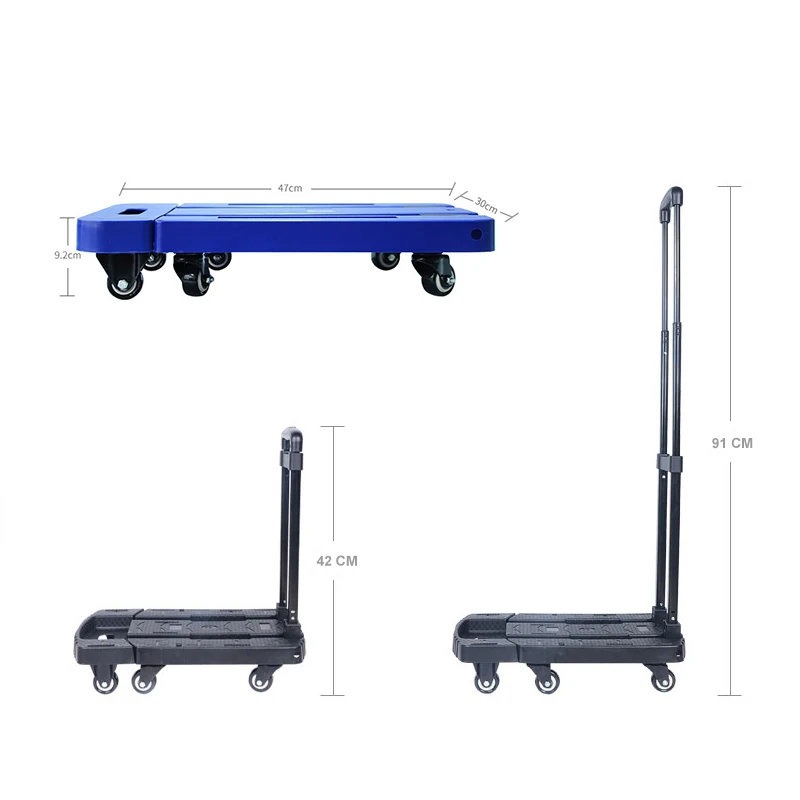 Draagbare Metalen PP Opvouwbare Bagage Trolley Winkelwagen voor Auto Reizen Accessoire Bagage Verzending Trailer Verstelbare Handgreep Chassis
