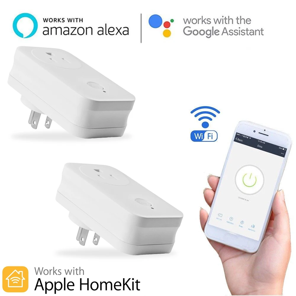 

Timethinker 2Pcs Smart WiFi Plug AU US EU UK Socket Plug for Apple Homekit Alexa Google Home Assistant Siri Voice Remote Control