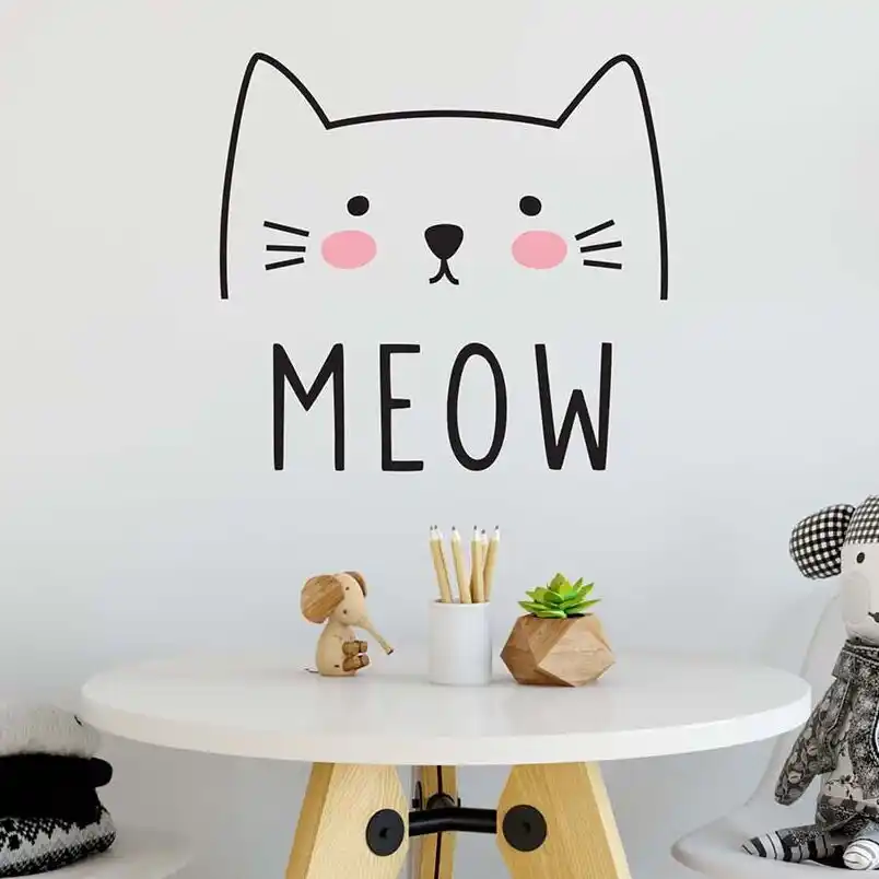 Cute Cat Decal Wall Sticker Animal Decor Removable Vinyl Cute Cat Decal Wall Sticker Animal