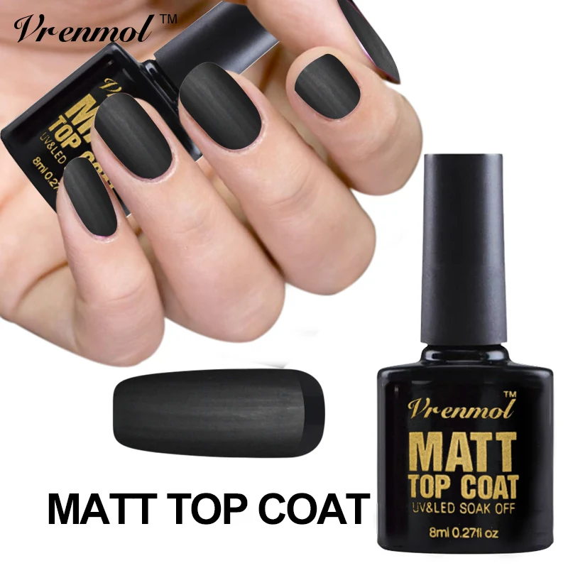 Vrenmol 1pcs Matt Top Coat Soak Off Matte Top Coat Frosted Surface 3D Draw Painting UV Gel