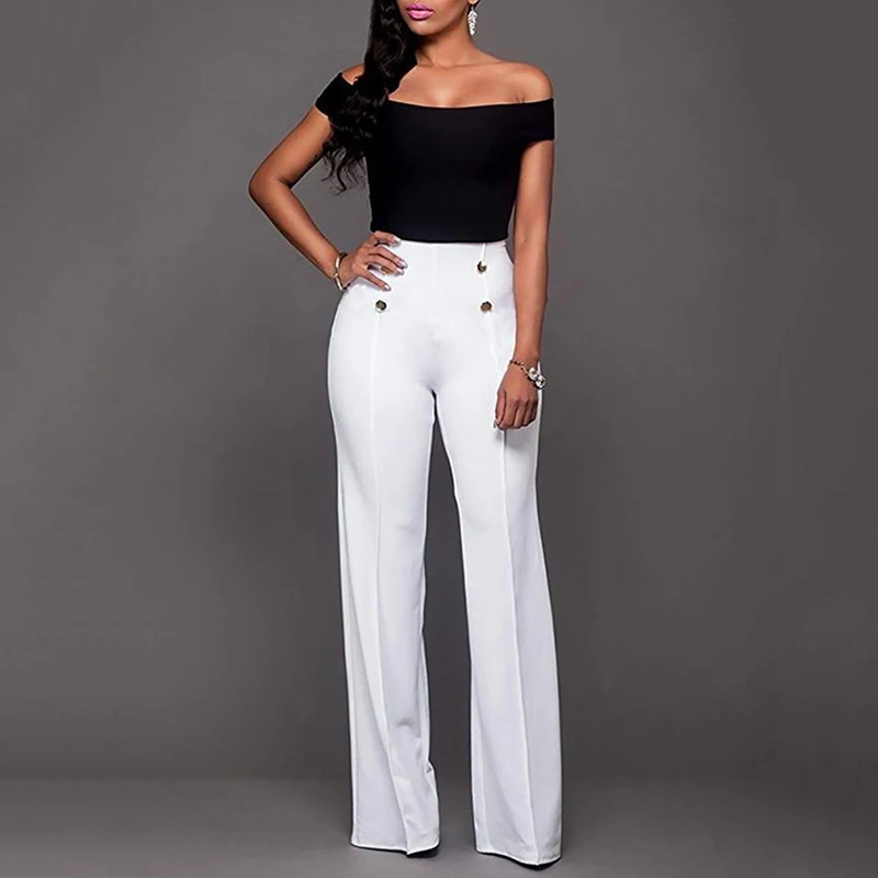 

Hot Women Casual Harem Long Pants High Waist Elastic High Waist Cropped Length OL Trousers Solid Black White Wine Red