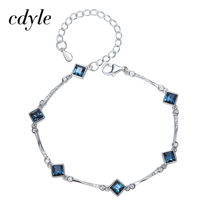 

Cdyle Crystals from Swarovski Women Bracelets & Bangles Austrian Rhinestone Bijoux S925 Sterling Silver Fashion Jewelry Blue