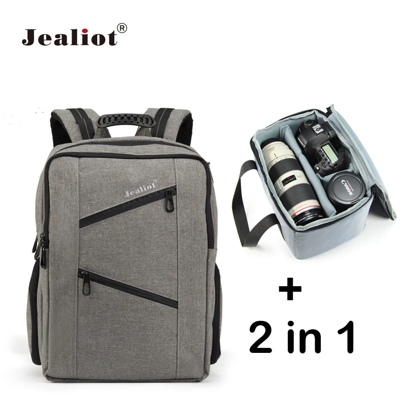 Jealiot 2 in 1 Multifunctional waterproof shockproof Professional Camera Bag Backpack DSLR Video Photo Bags for Canon Nikon Sony