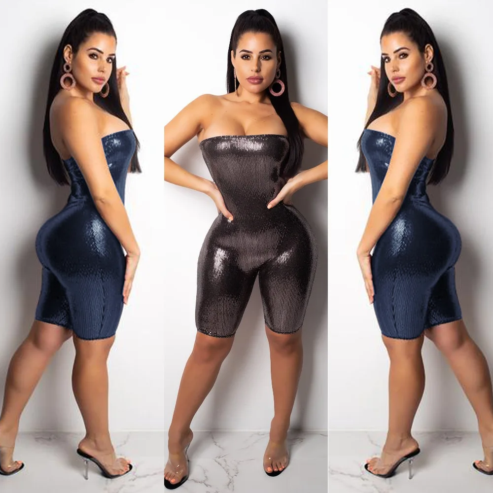 Sparkle Sequined Romper Bodysuit Women Birthday Party Outfits For Women Sexy Jumpsuit Clubwear Glitter Strapless Party playsuit Sparkle Sequined Romper Bodysuit Women Birthday Party Outfits For Women Sexy Jumpsuit Clubwear Glitter Strapless Party playsuit