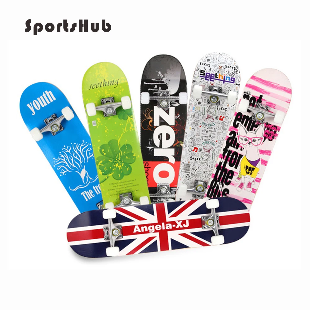

SPORTSHUB Outdoor Professional Heat Transfer Pattern Top Maple Wood Longboard Skateboard for Adult or Children O2K0006