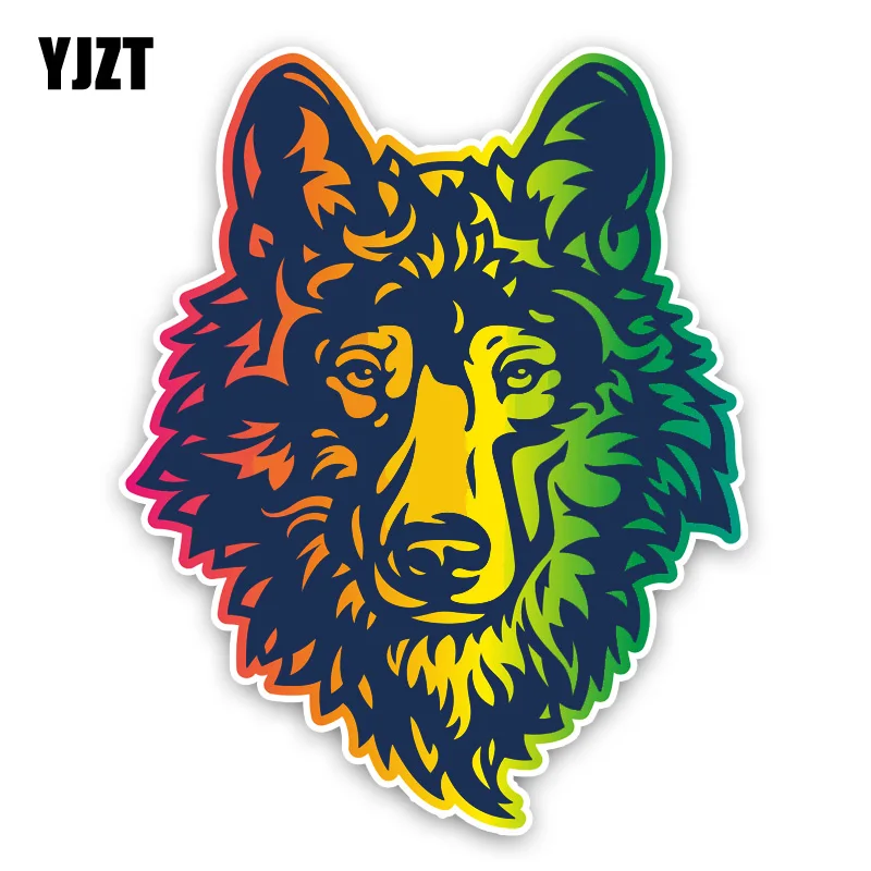 

YJZT 12.5*15.8CM Angry Lovely Wolf Head Cartoon Colored PVC High Quality Car Sticker Decoration Graphic C1-5463