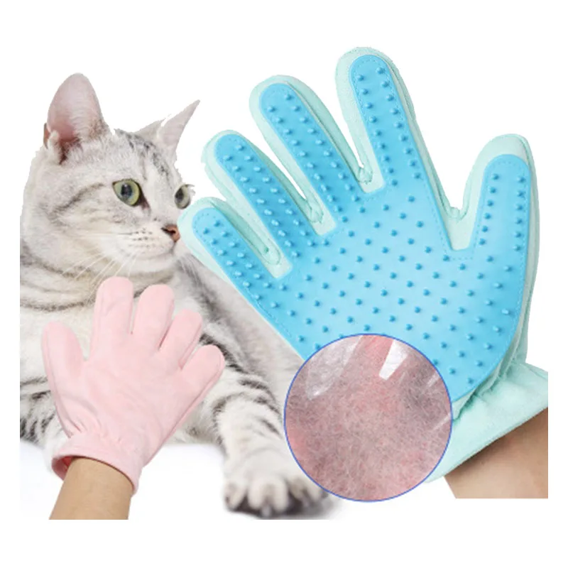 Rubber Cat Bath Massage Gloves Five finger Cat Grooming Gloves Comb