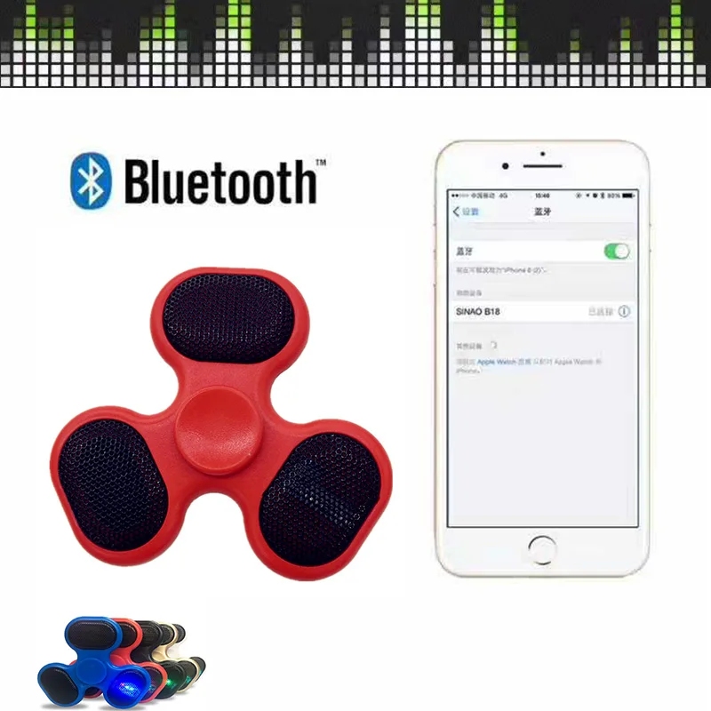 Bluetooth Light Finger Spinner With Speaker Music sound Fidget Spinner EDC Tri Spinning Top Plastic Spinner Light Gyro OTH475