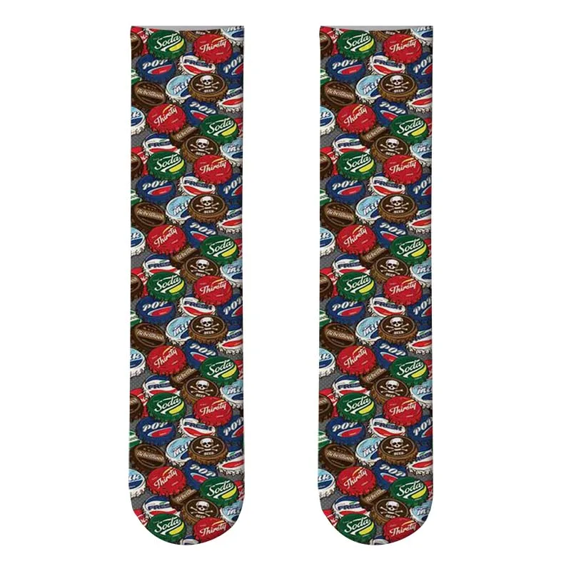 Kawaii/длинные женские носки с 3D принтом хот-дог, гамбургер, Гавайские милые повседневные Популярные гольфы, яркие забавные хлопковые Spaort Sox - Цвет: 7