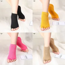 Для женщин половина носок Йога носки из хлопка с нескользящей подошвой; раздельные пальцы Спортивные носки женские часы для занятий спортом, пилатеса носки для бальных танцев работает носки