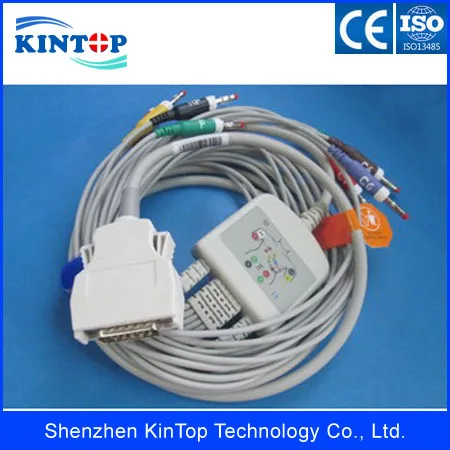 Mortara ELI10 One-Piece 10 Leads ECG EKG Cable IEC Banana 4.0 electrode, 12-Channel Electrocardiogram with Leadwires