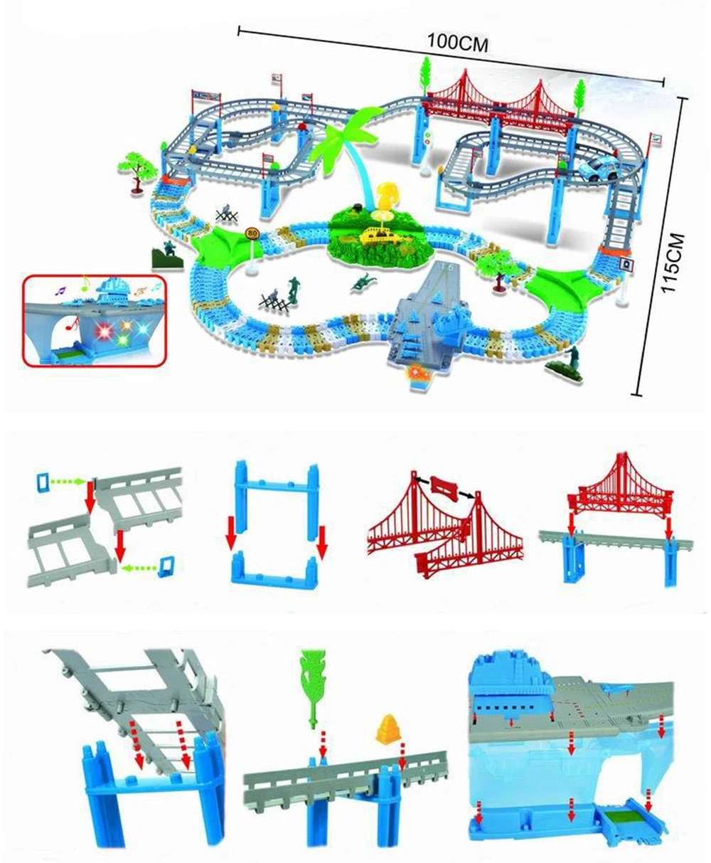 

2019 New Electric Rail Car Toy Racing Car Orbit DIY Transportation Track Assemble Building Blocks Birthday's Gift Toy For Kids