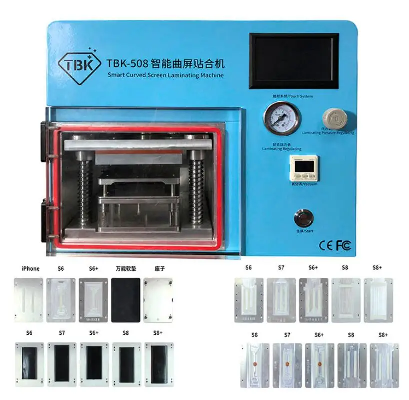 

TBK-508 Curved Screen Laminating and Debubble Machine LCD Edge Laminating Machines For samcung S6 S7 S8 edge screen with molds
