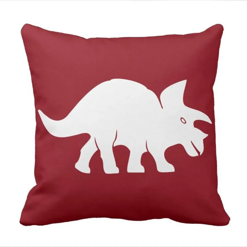 Triceratops Dinosaur Throw Pillow case in Crimson Redin Pillow Case