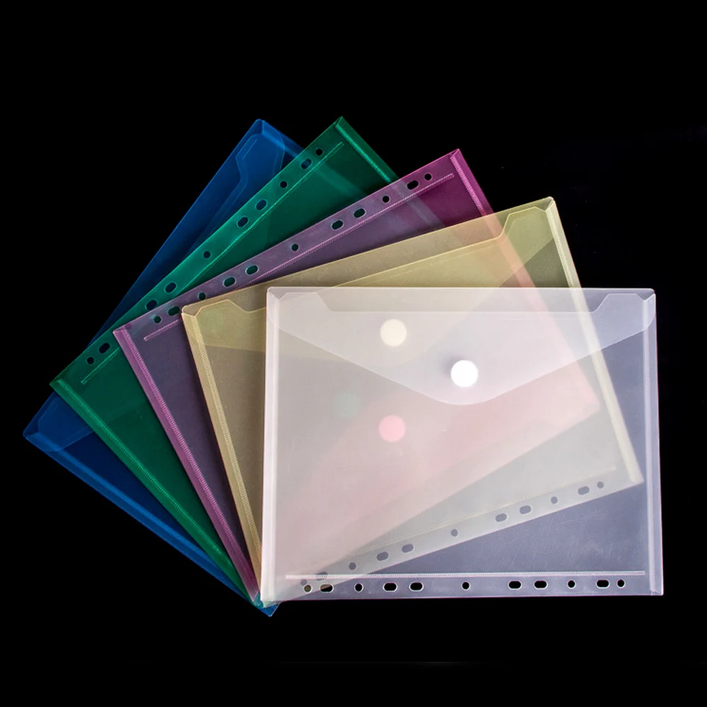 5PCS 11 Hole Document File Pockets Folders Bags with Hook and Loop Closure for Home School