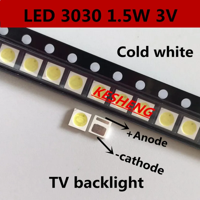 AOT высокомощный светодиодный ЖК-экран с подсветкой, 1,5 Вт, 3 в, 3030, 94 лм, холодный белый, с подсветкой для ТВ-приложений EMC 3030C-W3C3, 200 шт