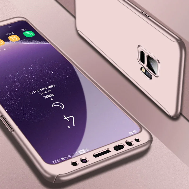 360 противоударный чехол для телефона samsung Galaxy S9 S8 S10 Plus Note 8 9 S10E чехол для samsung S7 Edge S8 3D защитный чехол для экрана s - Цвет: Rose Gold