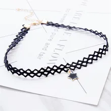 Модное ожерелье-чокер Леди Черный цепочки и ожерелья готический ретро Винтаж кружево цветок треугольники тату-чокер для женщин ручной