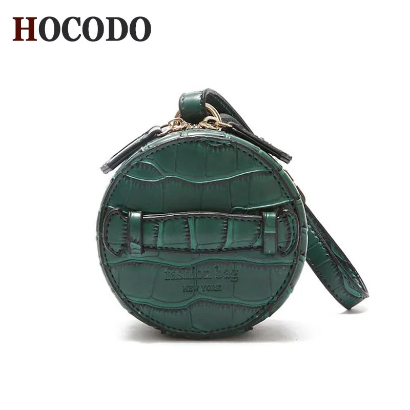 

HOCODO Personalized Handbag New Fashion Mini PU Leather Round Bag Crocodile Pattern Solid Color Handbag Ladies Clutch Bag