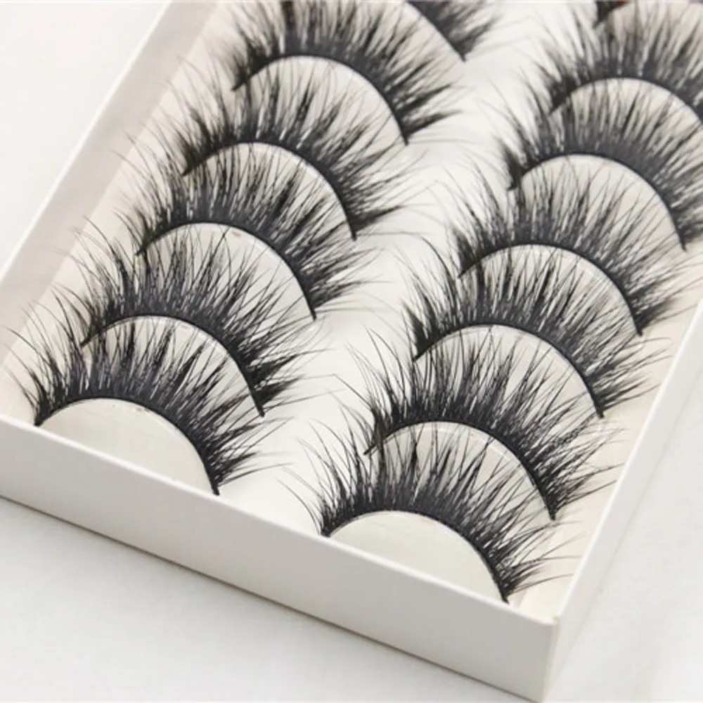 

10 Pairs False Eyelashes Thick Long Cross Party Black Band Long Natural Thick Fake Eye Lashes make up magnetic eyelash