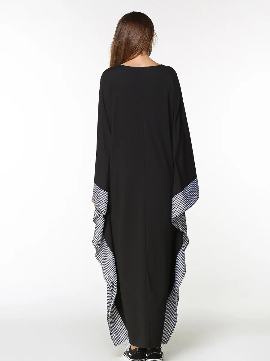 2018 Повседневное платье в клетку с рукавом летучая мышь Abaya Дубай модное