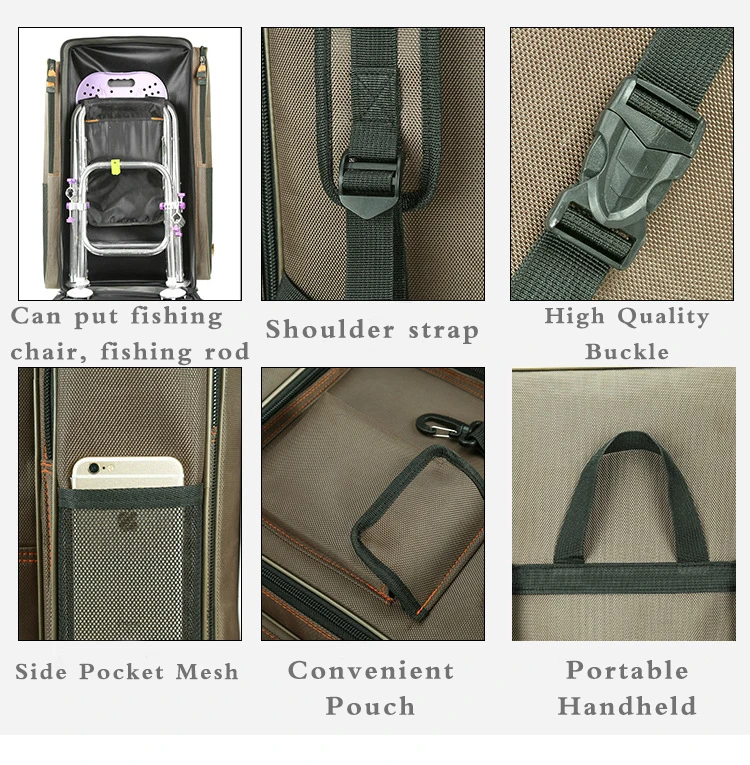 Bolsa de Cadeira de Pesca Bolsa de Equipamento Bolsa de Peixe Vara de Pesca à Prova Multifuncional Dupla Volta Dwaterproof Água 80cm 18 peixe vara de pesca à prova dwaterproof água