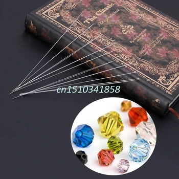 

JAVRICK 10x Big Eye Curved Beading Needles For Bracelet Necklace Stringing DIY 125x0.6mm