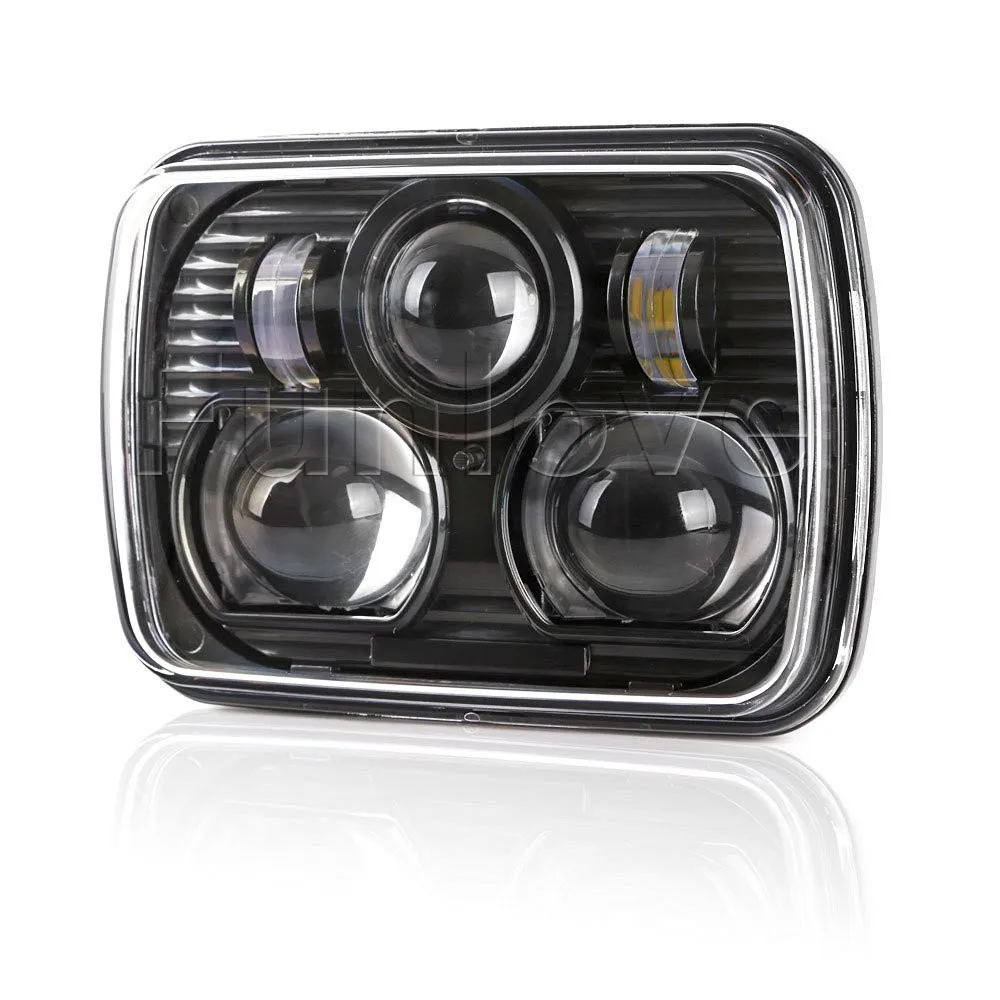 Black 5 X 7 LED Headlights Replacement for Jeep Cherokee XJ Trucks (3)