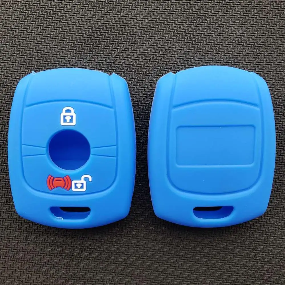 Силиконовый чехол для пульта дистанционного управления для автомобиля SSANGYONG Korando Actyon Kyron Rexton, 2 кнопки, брелок - Название цвета: Синий