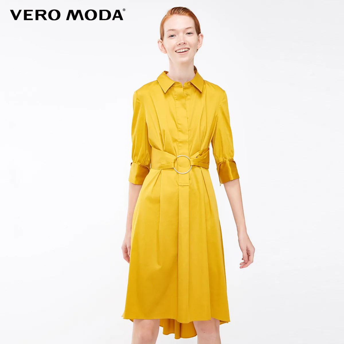 Vero Moda платье женское платье-рубашка с отложным воротником и металлическими кольцами | 31836Z512 - Цвет: Arrowwood