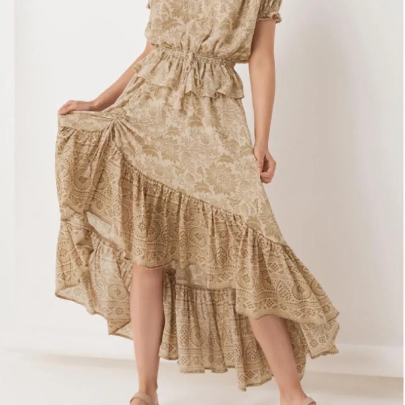 Женская Асимметричная юбка с цветочным принтом Boho Chic плиссированная пляжная