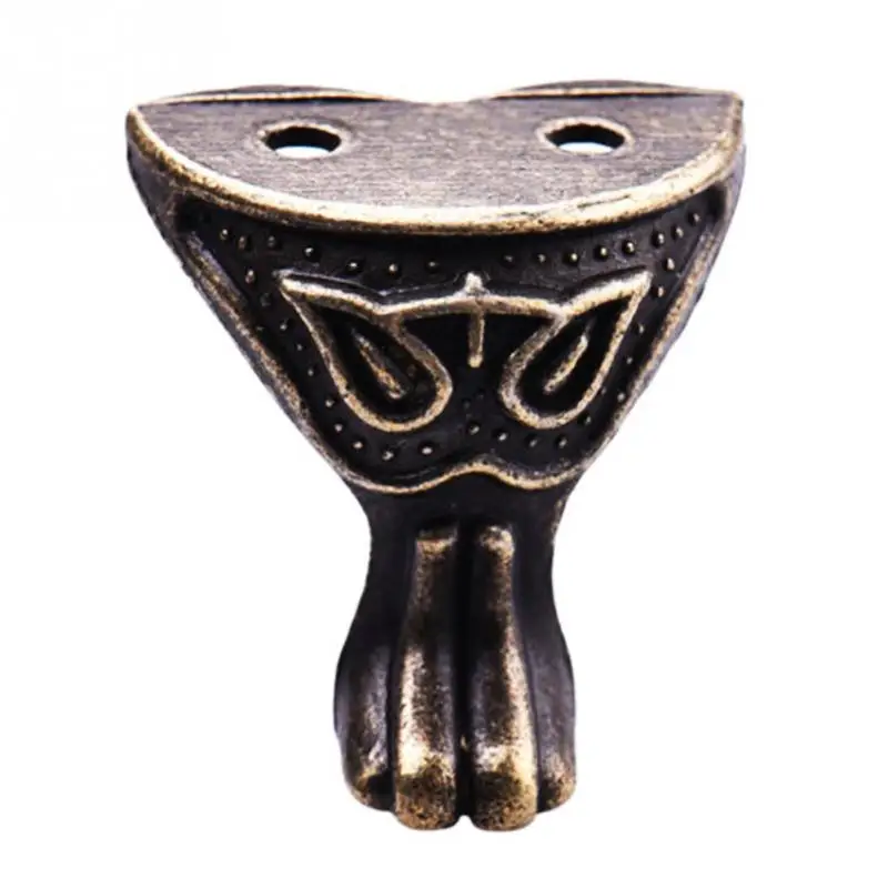 4Pcs/set Antique Alloy Jewelry Furniture Leg protector Gift Box Wood Case Decorative Feet Leg Corner For Furniture