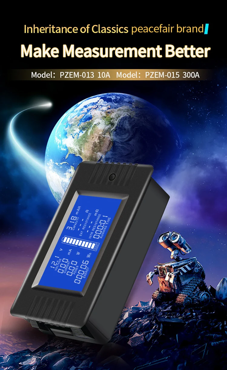 PZEM-015 200v 50A Battery Discharge Tester Capacity Power Energy Impedance Resistance Digital Ammeter Voltmeter Energy Meter