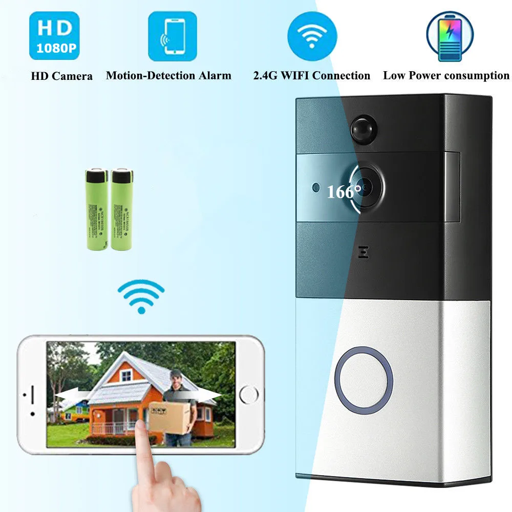 

LESHP Wireless Video Doorbell 1080P WiFi Door bell Two-way Talk Home Alarm Security HD 2.4G Phone Remote PIR Motion