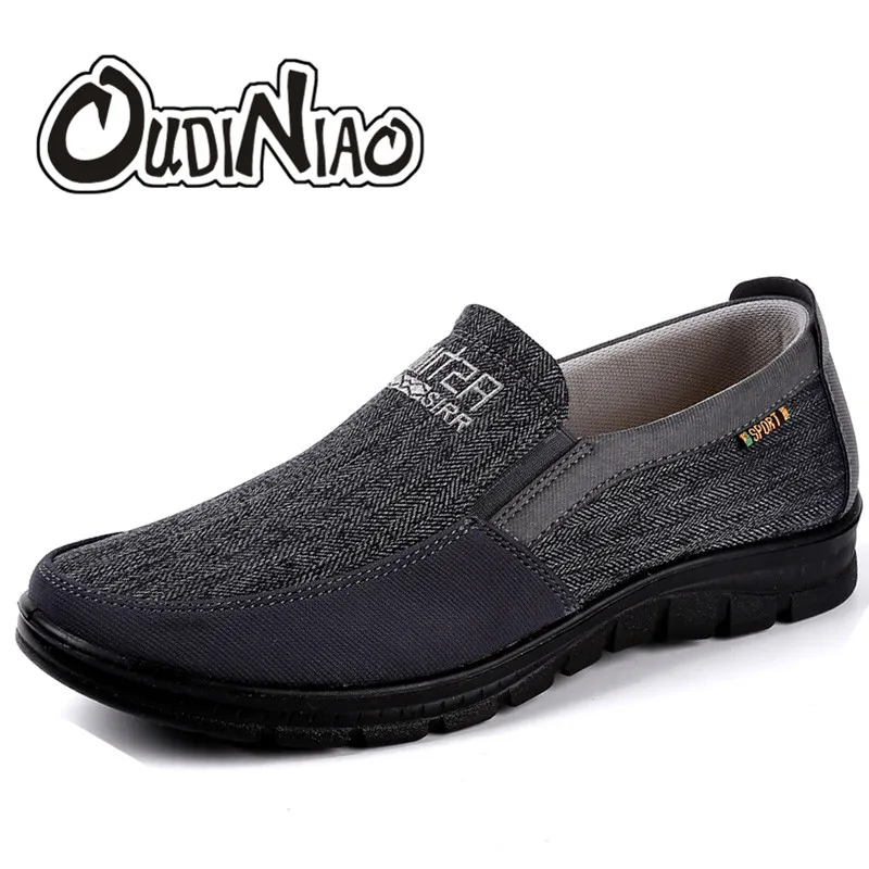 

OUDINIAO Men Shoes Canvas Slip On Large Sizes Light Men Casual Shoes Round Toe Plimsolls Male Footwear Spring Sneakers Loafers