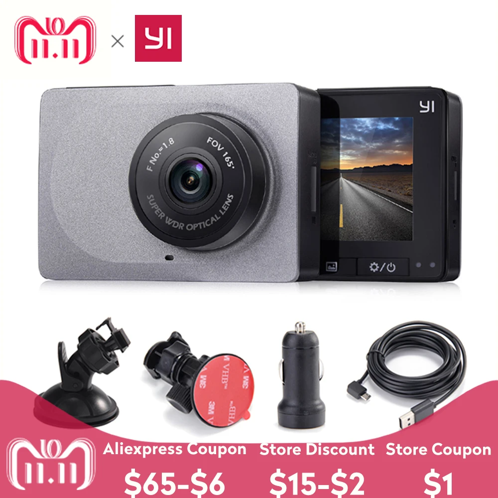 [Международное издание] YI Smart Car DVR 165 градусов 1080P 60fps автомобильный детектор 2 7